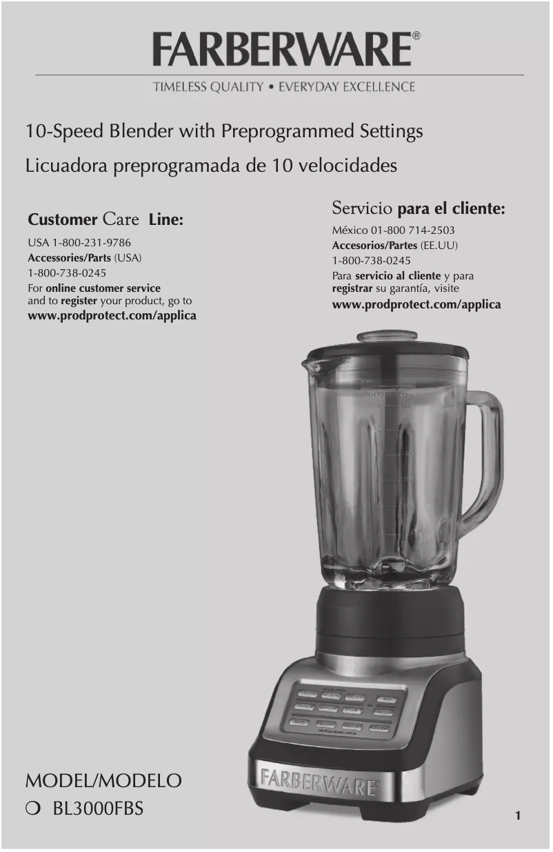 Page n°1 - Manuel utilisateur Applica BL3000FBS