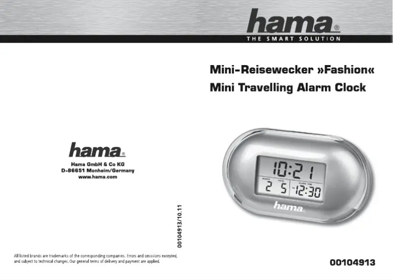 Page 1 de la notice Manuel utilisateur Hama 104913