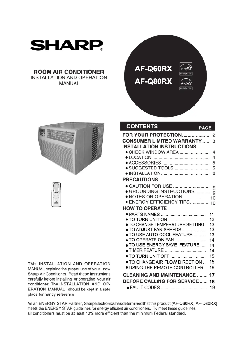 Image de la première page du manuel de l'appareil AF-Q80RX