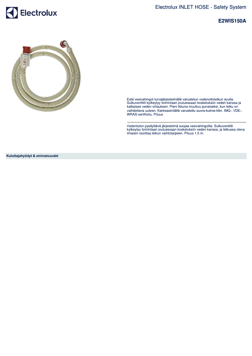 Image de la première page du manuel de l'appareil E2WIS150A