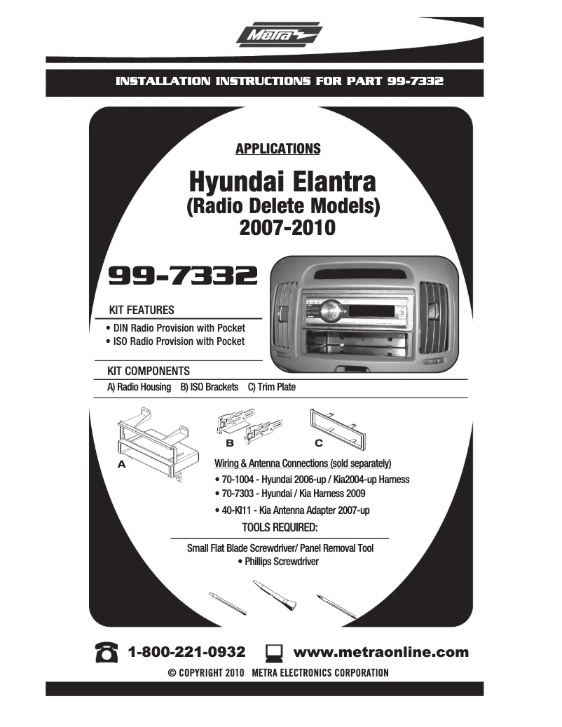 Page n°1 - Manuel utilisateur Metra 99-7332