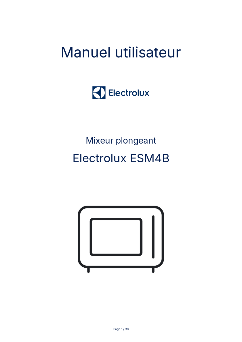 Page n°1 - Manuel utilisateur Electrolux ESM4B