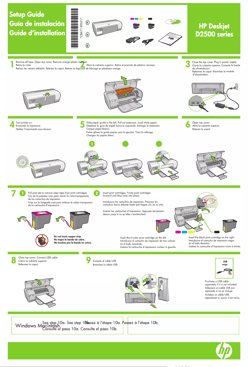 Page n°1 - Guide d'installation HP Deskjet D2500