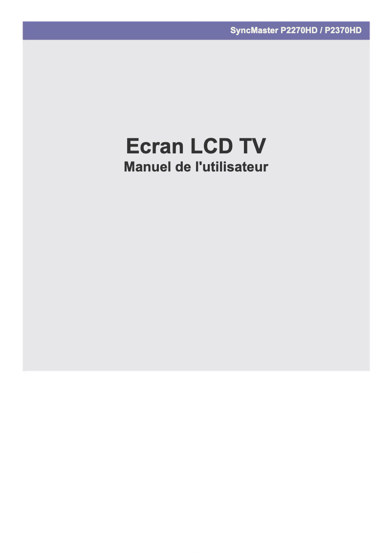 Image de la première page du manuel de l'appareil SyncMaster P2270HD