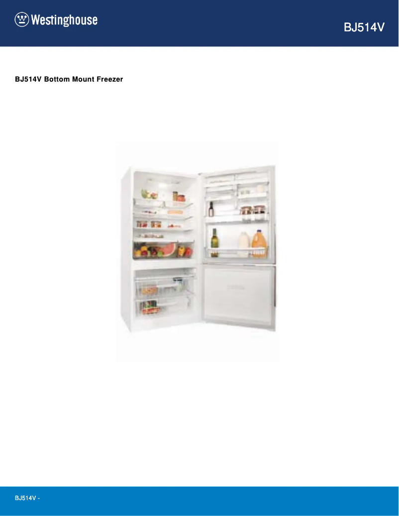 Page n°1 - Fiche technique Westinghouse BJ514V