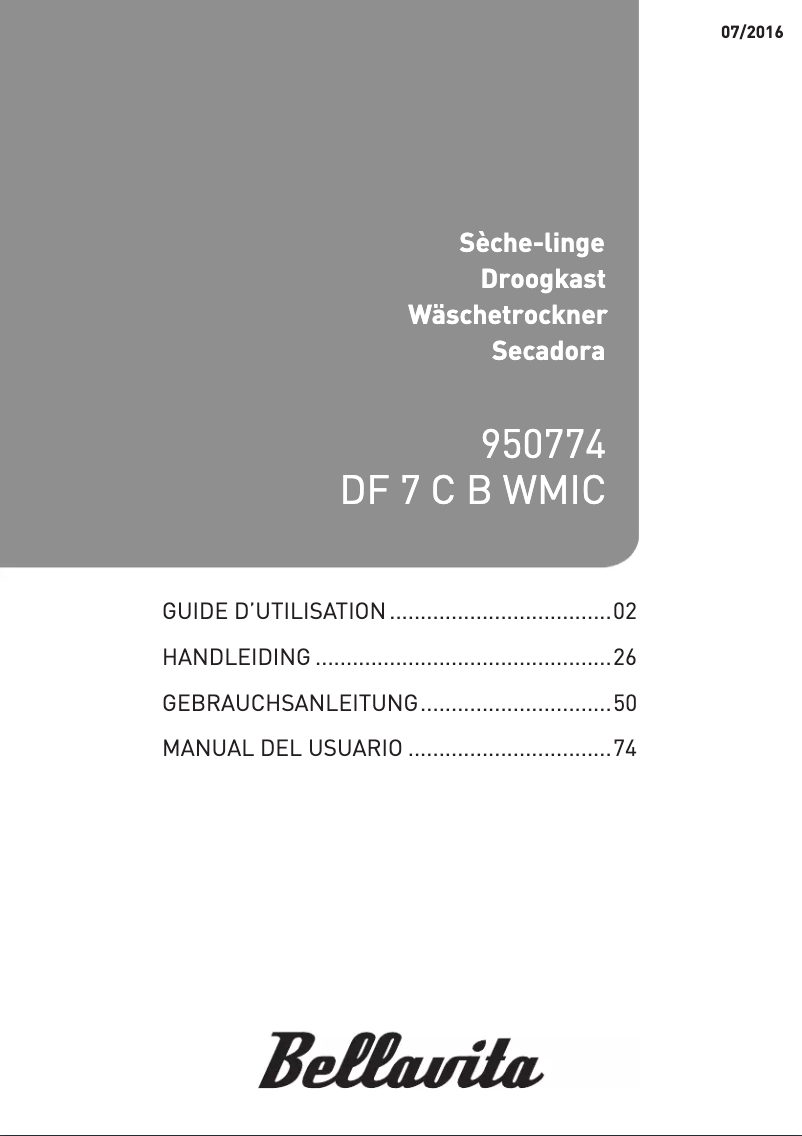 Page n°1 - Manuel utilisateur Bellavita DF 7 C B WMIC