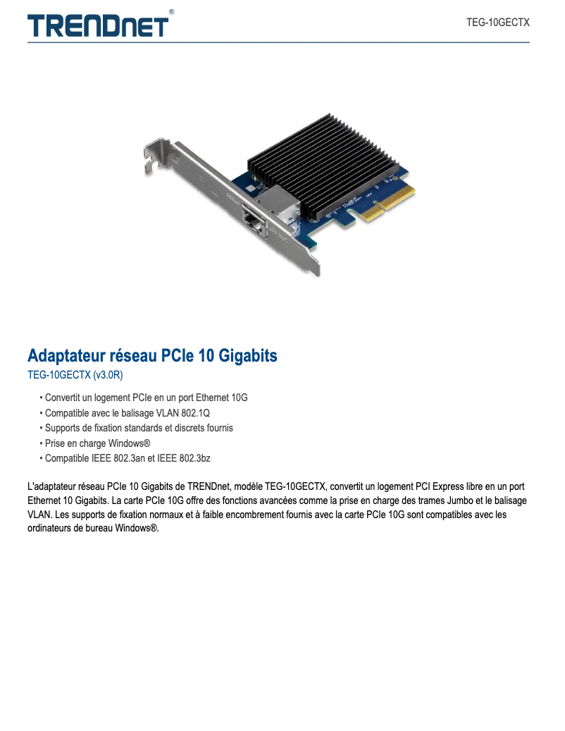 Page n°1 - Fiche technique TRENDnet TEG-10GECTX