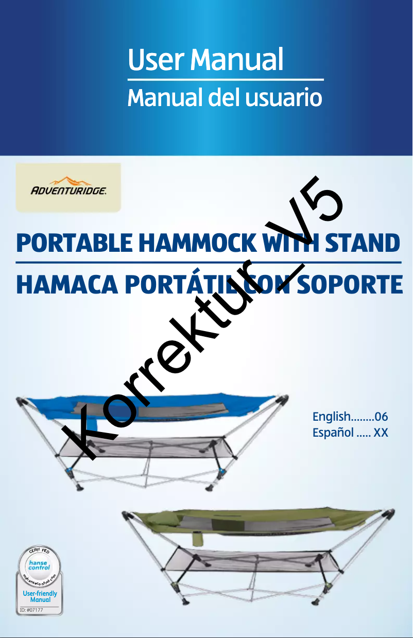 Page 1 de la notice Manuel utilisateur Adventuridge Portable Hammock with Stand 94811