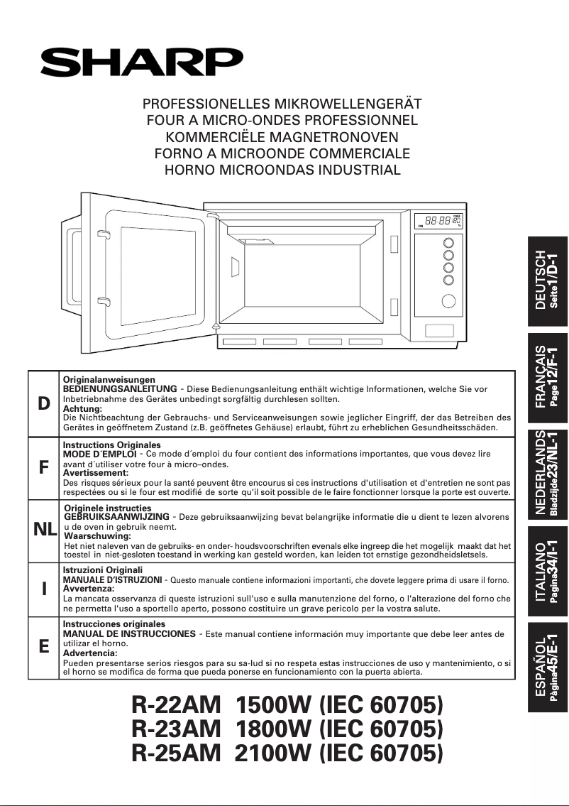 Page n°1 - Manuel utilisateur Sharp R-22AM