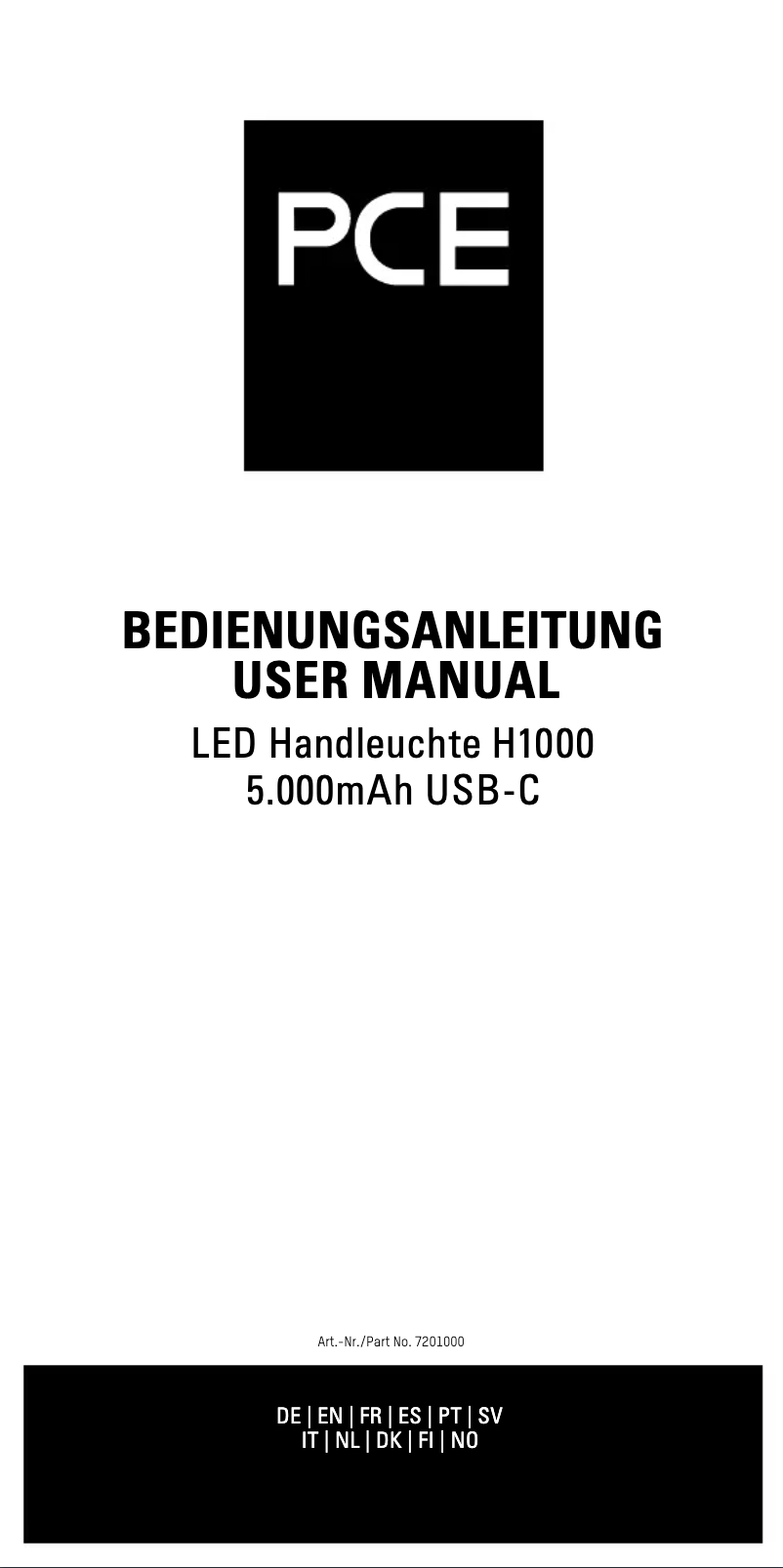 Página 1 del manual Manual de usuario PCE H1000