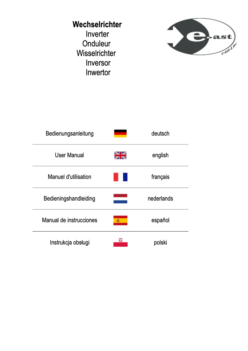 Page n°1 - Manuel utilisateur e-ast CL300-24