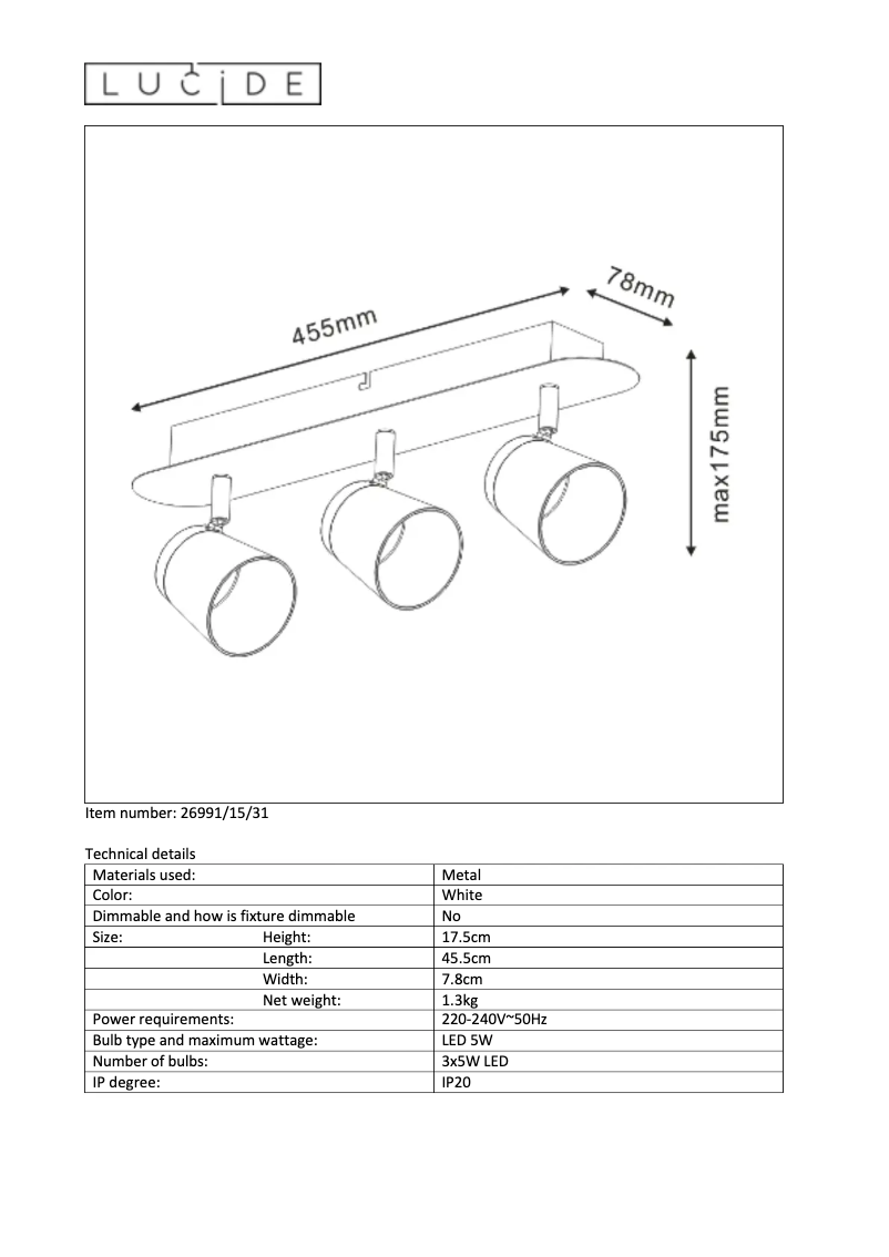 Page n°1 - Manuel utilisateur Lucide HELOÏSE-LED
