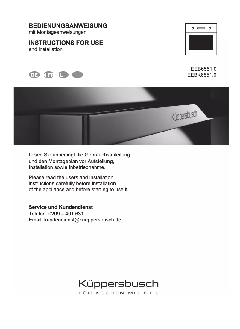 Page 1 de la notice Manuel utilisateur Küppersbusch EEBK 6551.0