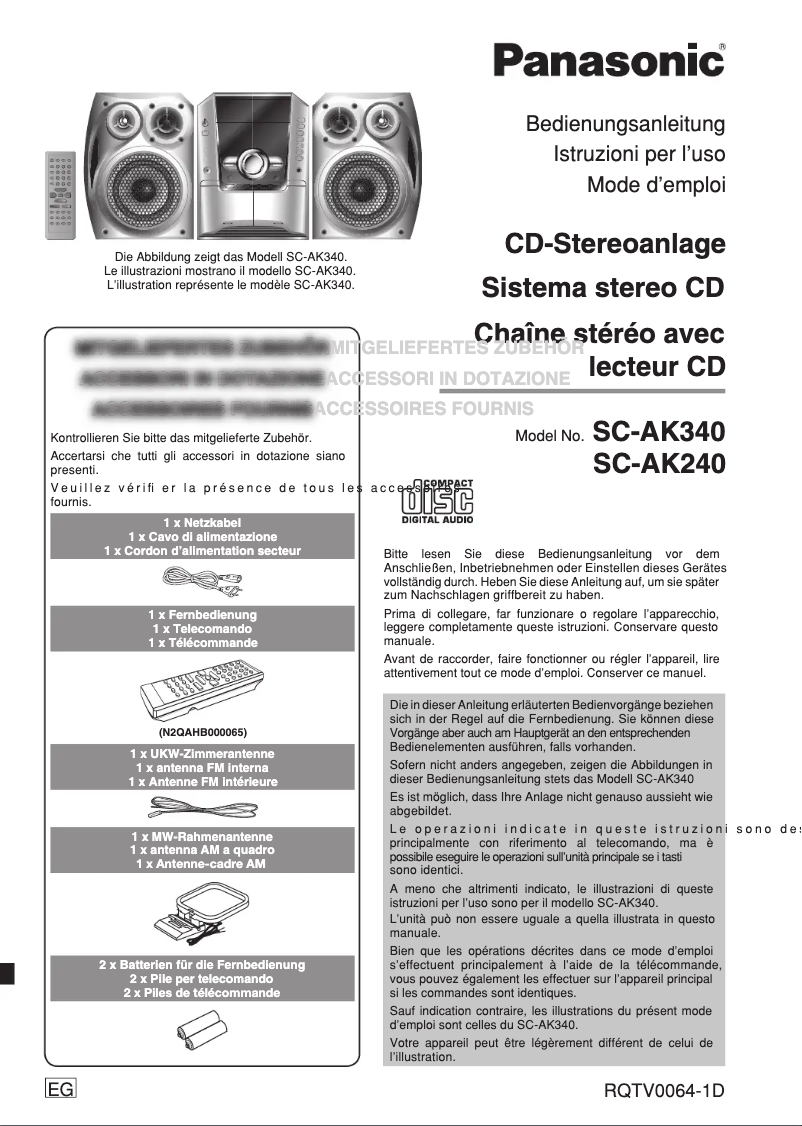 Image de la première page du manuel de l'appareil SC-AK240