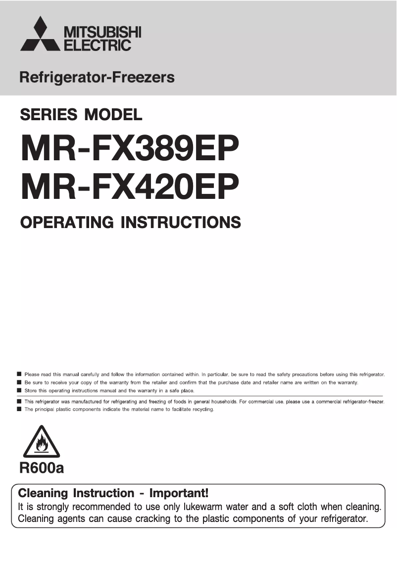 Page 1 de la notice Manuel utilisateur Mitsubishi MR-FX420EP