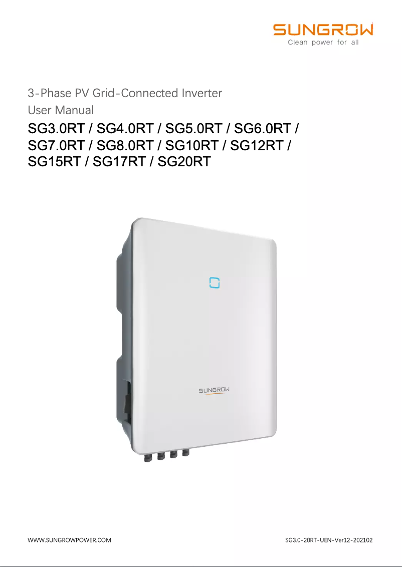 Image de la première page du manuel de l'appareil SG5.0RT