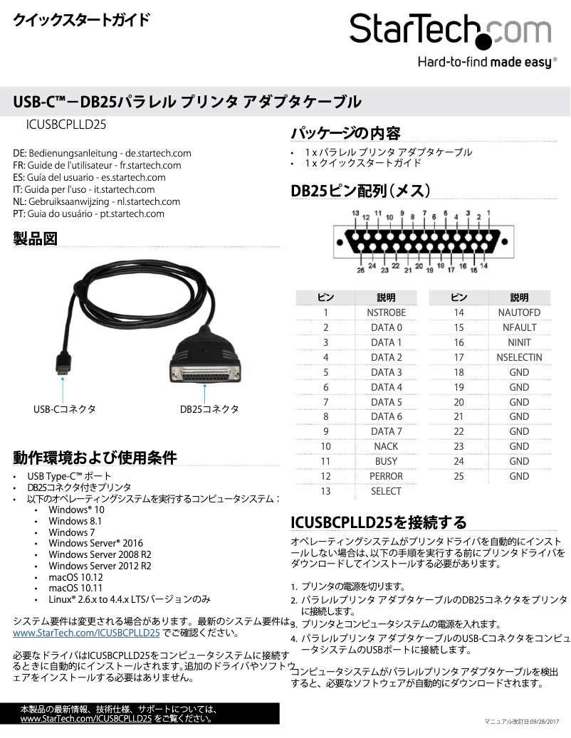 Page n°1 - Manuel utilisateur StarTech.com ICUSBCPLLD25