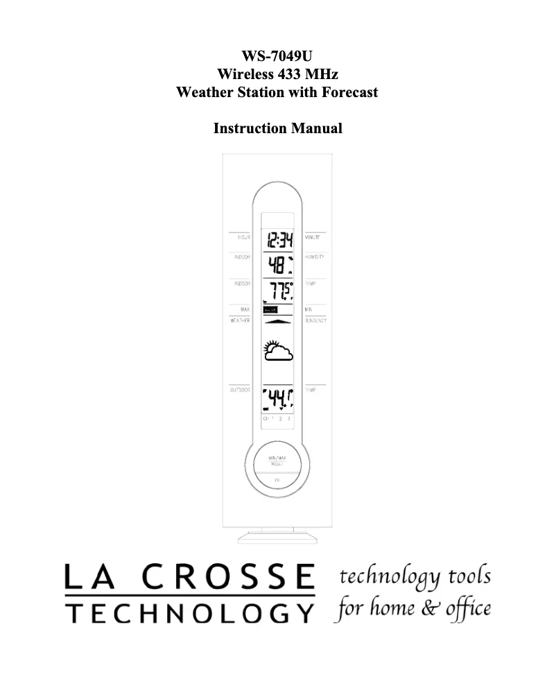 Page n°1 - Manuel utilisateur La Crosse Technology WS-7049U-MAH
