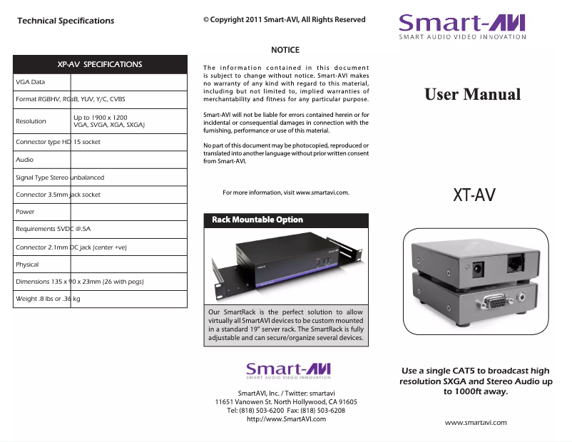 Página 1 del manual Manual de usuario Smart-AVI XTA-TXS