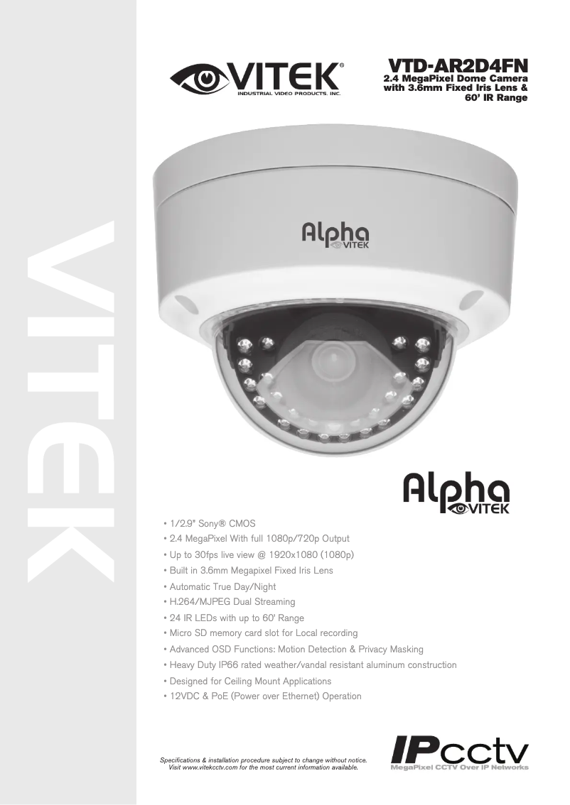 Page 1 de la notice Manuel utilisateur Vitek VTD-AR2D4FN