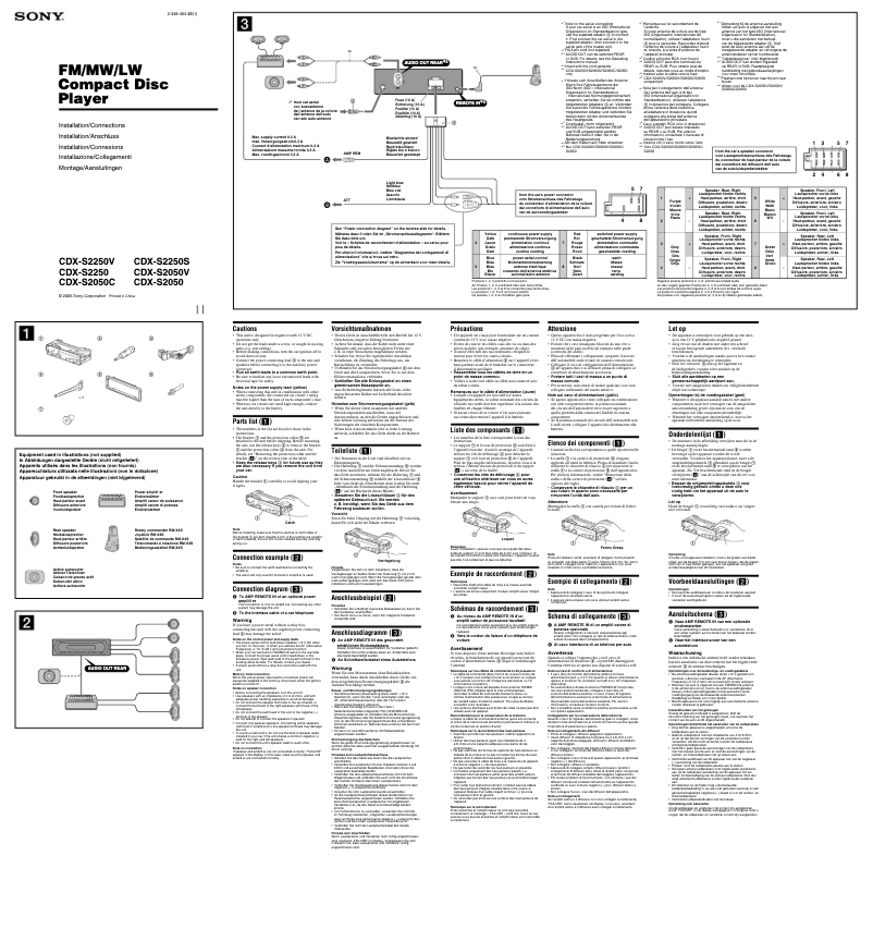 Page n°1 - Guide d'installation Sony CDX-S2250