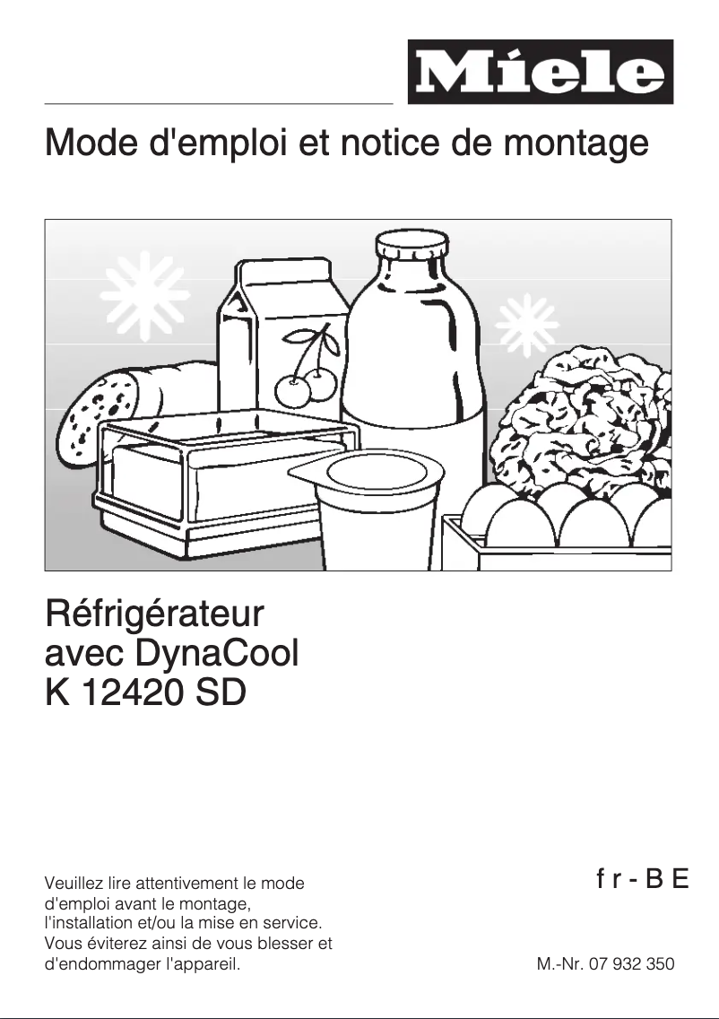 Page 1 de la notice Manuel utilisateur Miele K 12420 SD