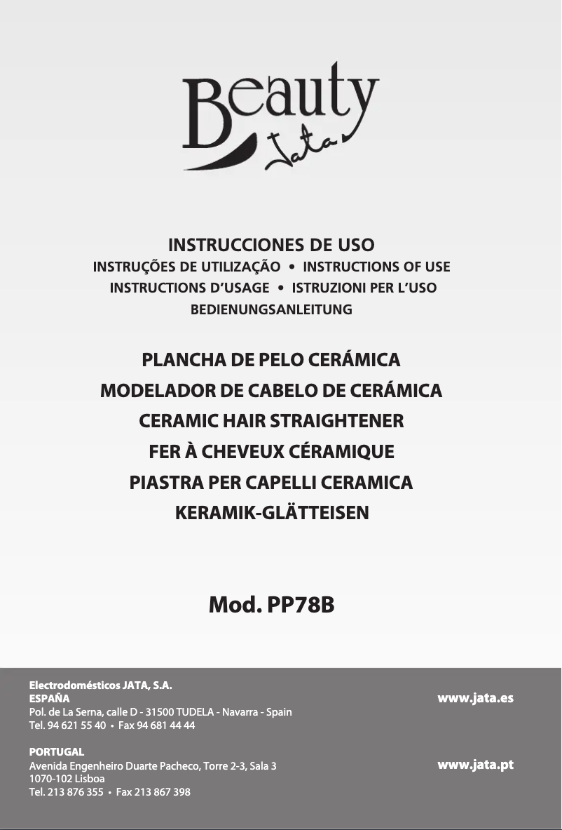 Page 1 de la notice Manuel utilisateur Jata PP78B