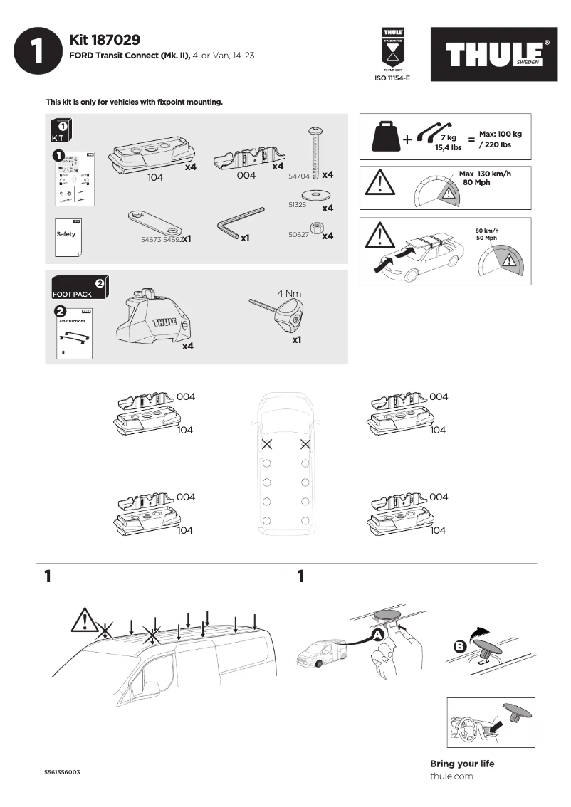 Page n°1 - Manuel utilisateur Thule Kit 187029