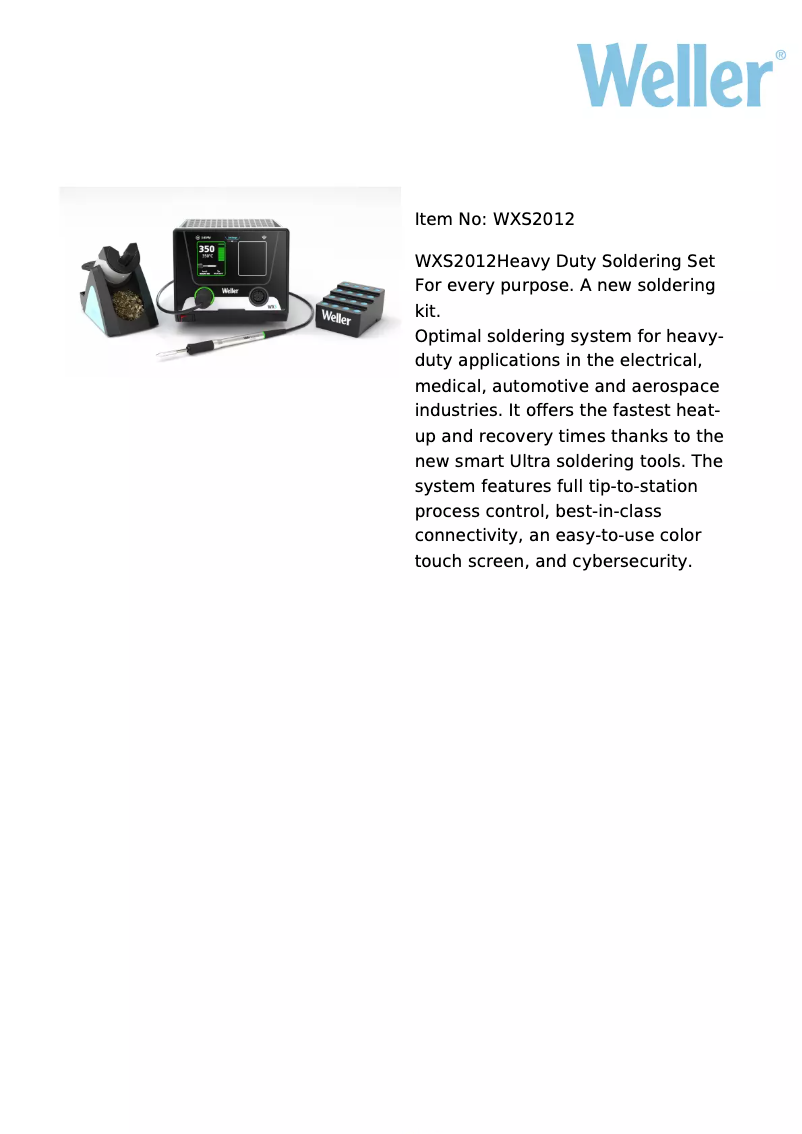 Page n°1 - Fiche technique Weller WXS2012