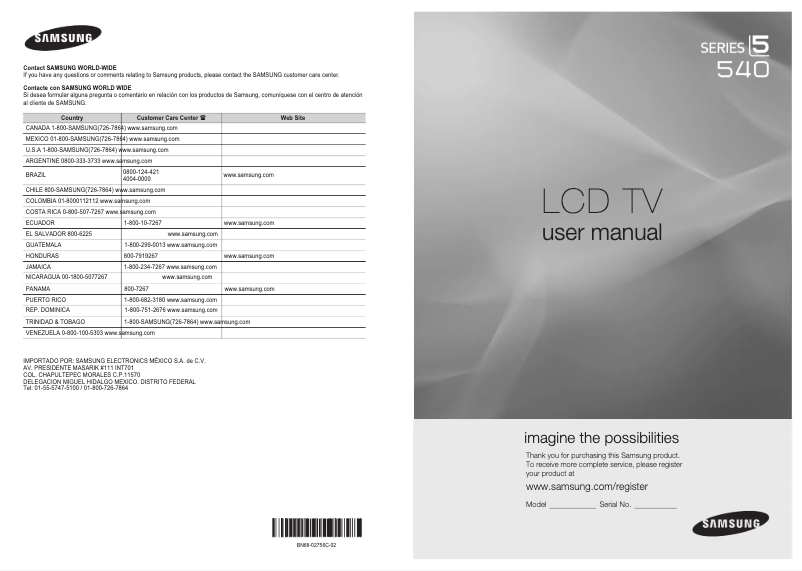Page n°1 - Manuel utilisateur Samsung LN32C540