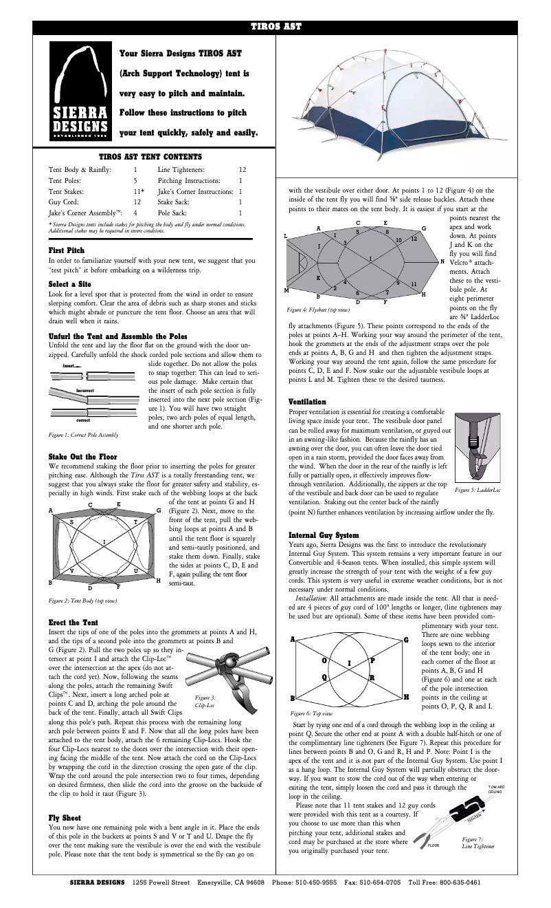 Página 1 del manual Manual de usuario Sierra Designs Tiros AST