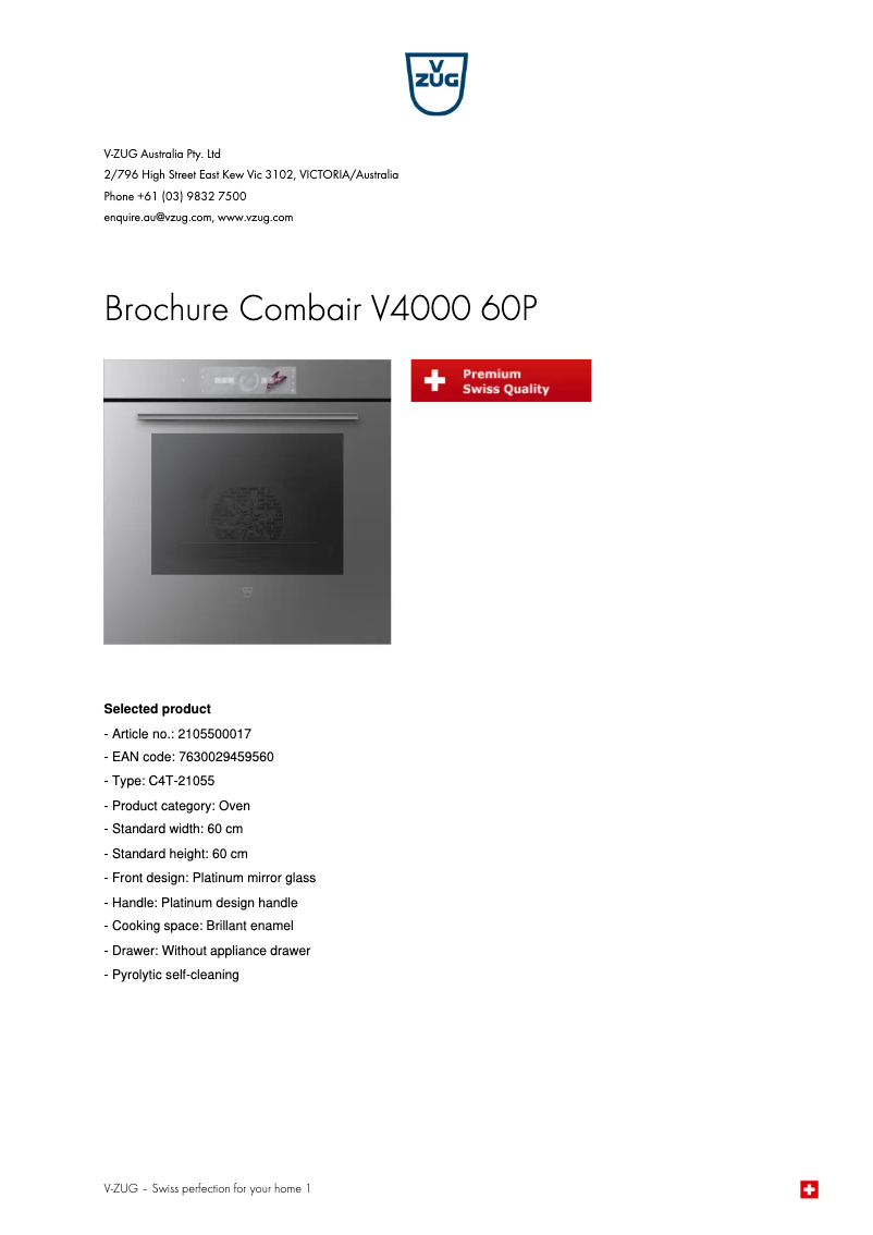 Image de la première page du manuel de l'appareil Combair V4000