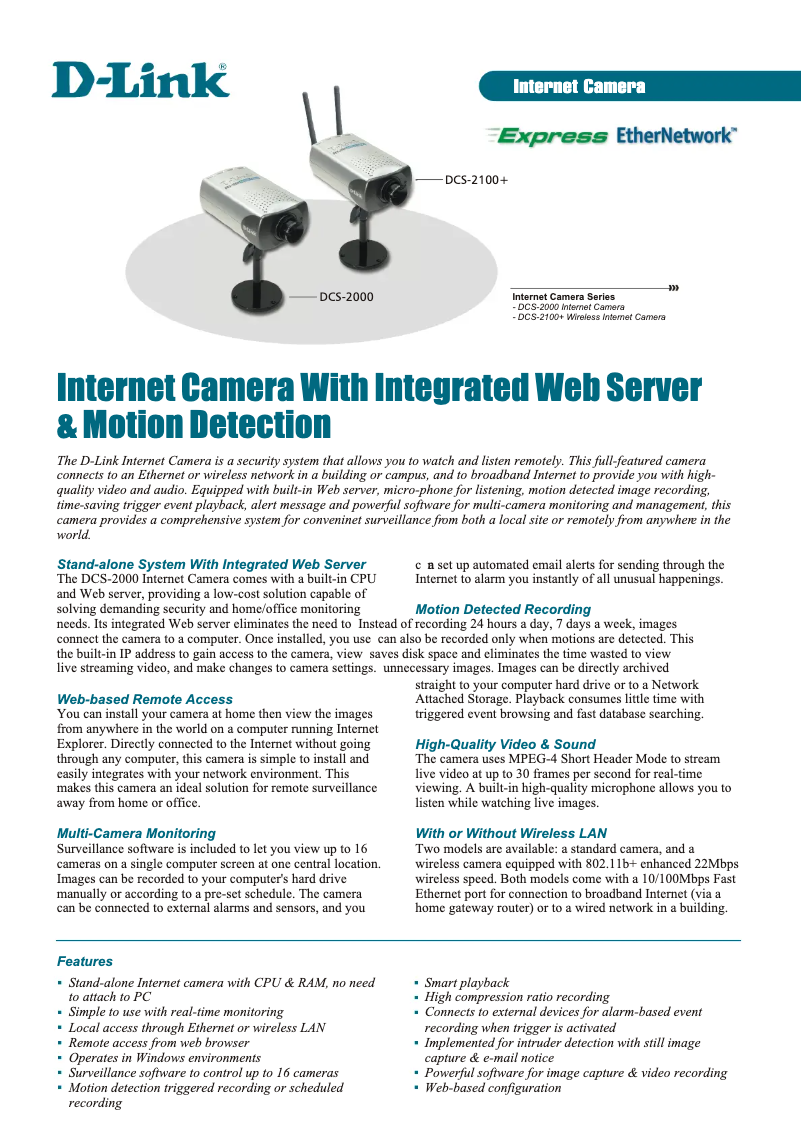 Page 1 de la notice Fiche technique D-Link DCS-2100+