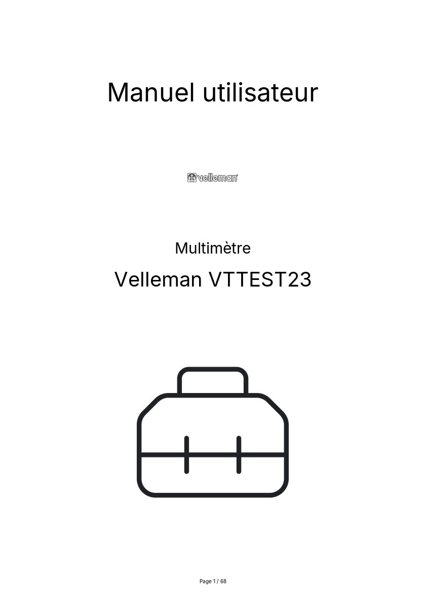 Image de la première page du manuel de l'appareil VTTEST23