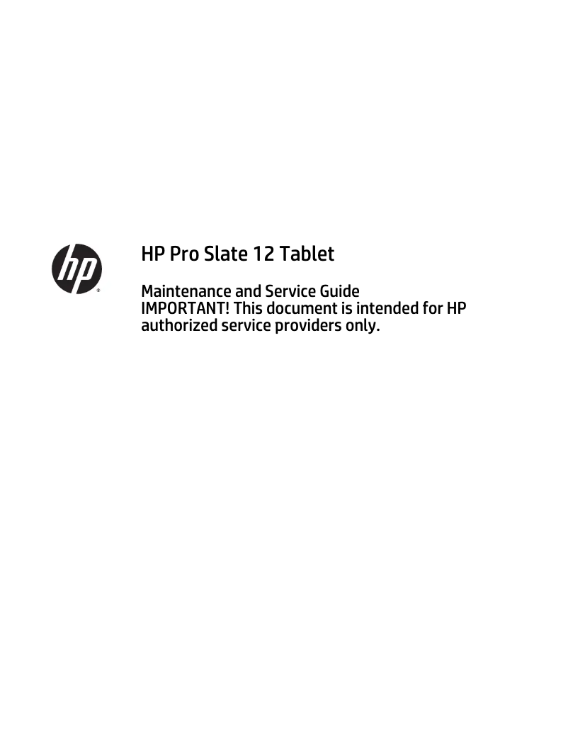 Page 1 de la notice Manuel utilisateur HP Pro Slate 12 Kit