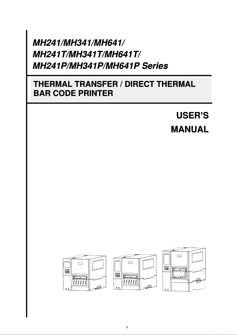 Page n°1 - Manuel utilisateur TSC MH341T