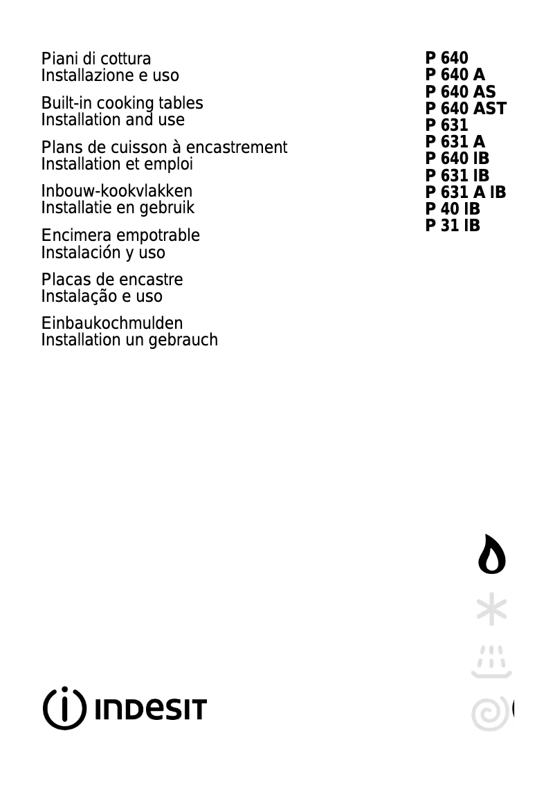 Page 1 de la notice Manuel utilisateur Indesit P31IB