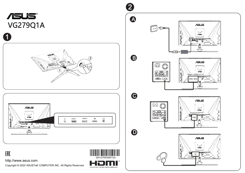 Page n°1 - Guide de démarrage rapide Asus TUF Gaming VG279Q1A