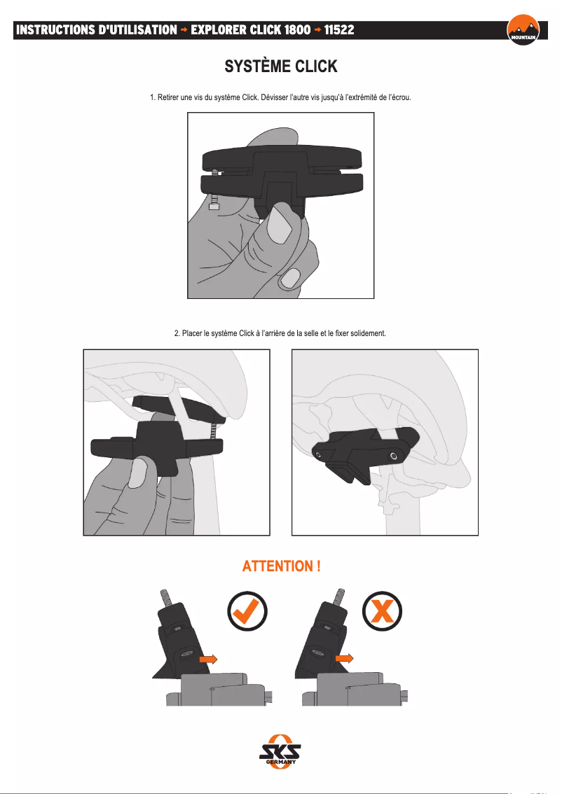 Page 1 de la notice Manuel utilisateur SKS Explorer Click 1800