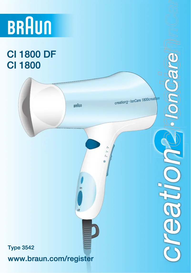 Image de la première page du manuel de l'appareil Creation 2 CI 1800