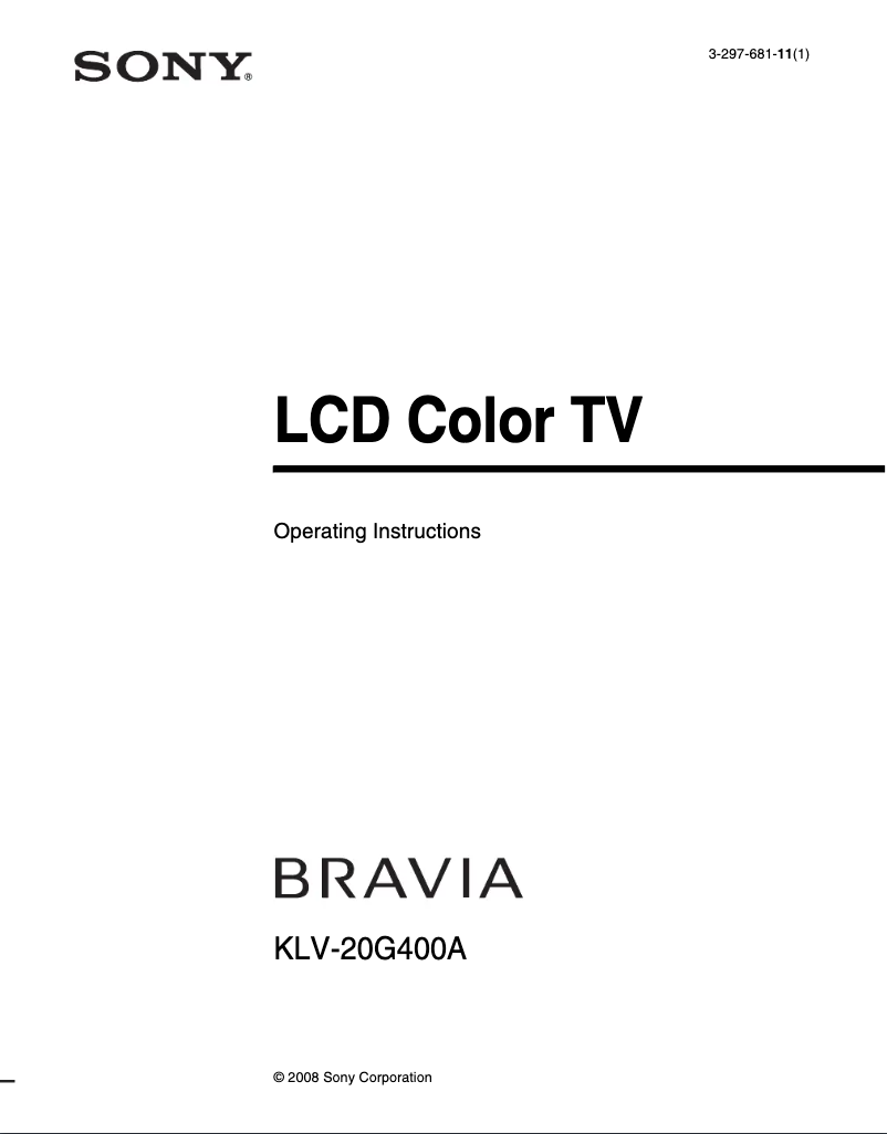 Page n°1 - Manuel utilisateur Sony KLV-20G400A