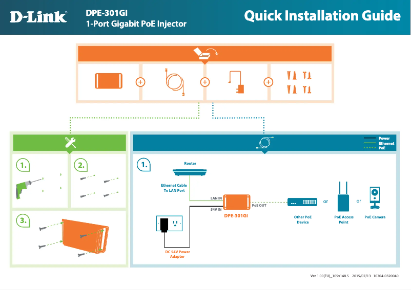 Page n°1 - Guide de démarrage rapide D-Link DPE-301GI
