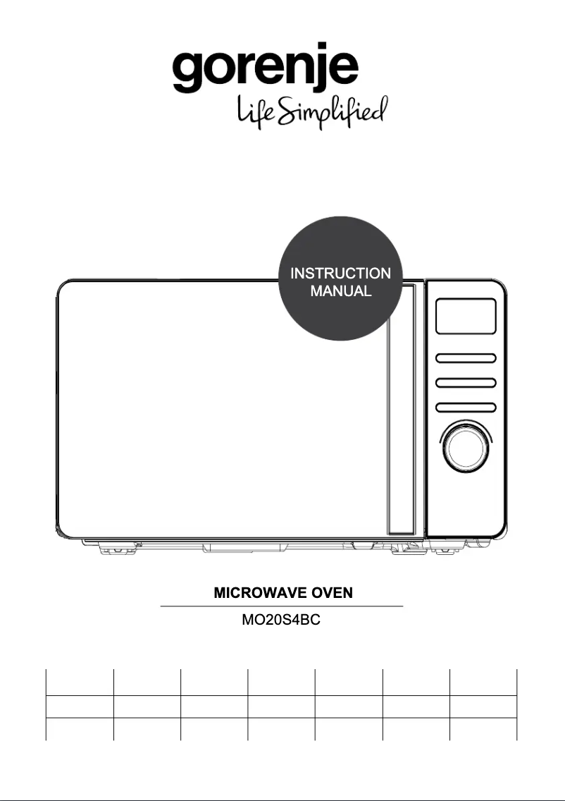 Page n°1 - Manuel utilisateur Gorenje MO20S4BC