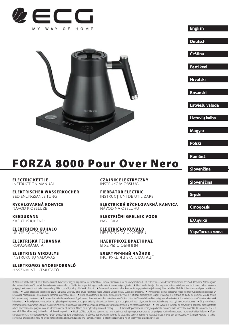 Image de la première page du manuel de l'appareil Forza 8000 Pour over