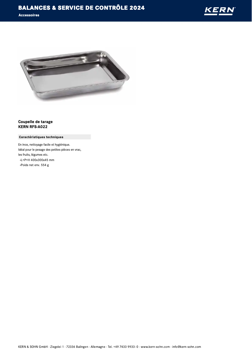 Page n°1 - Brochure Kern RFS-A02