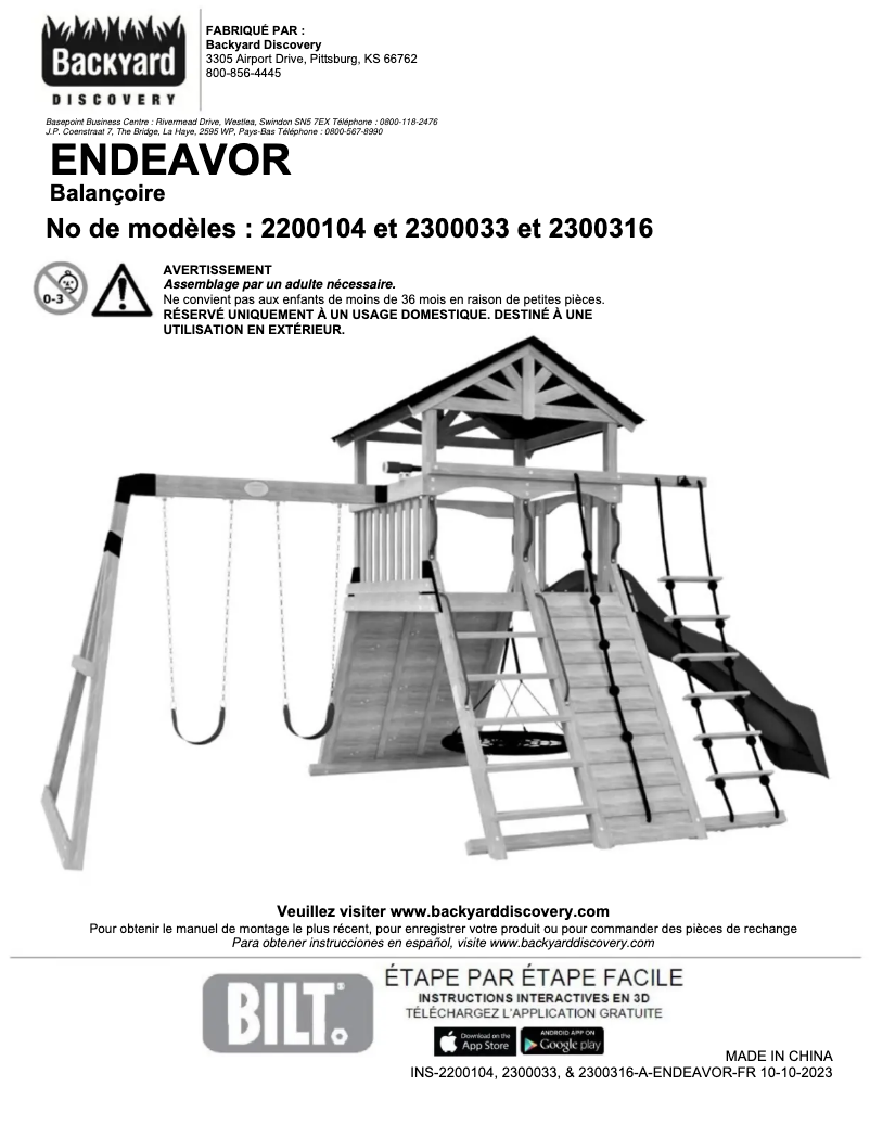 Image de la première page du manuel de l'appareil Endeavor