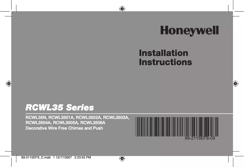 Page 1 de la notice Manuel utilisateur Honeywell RCWL250A