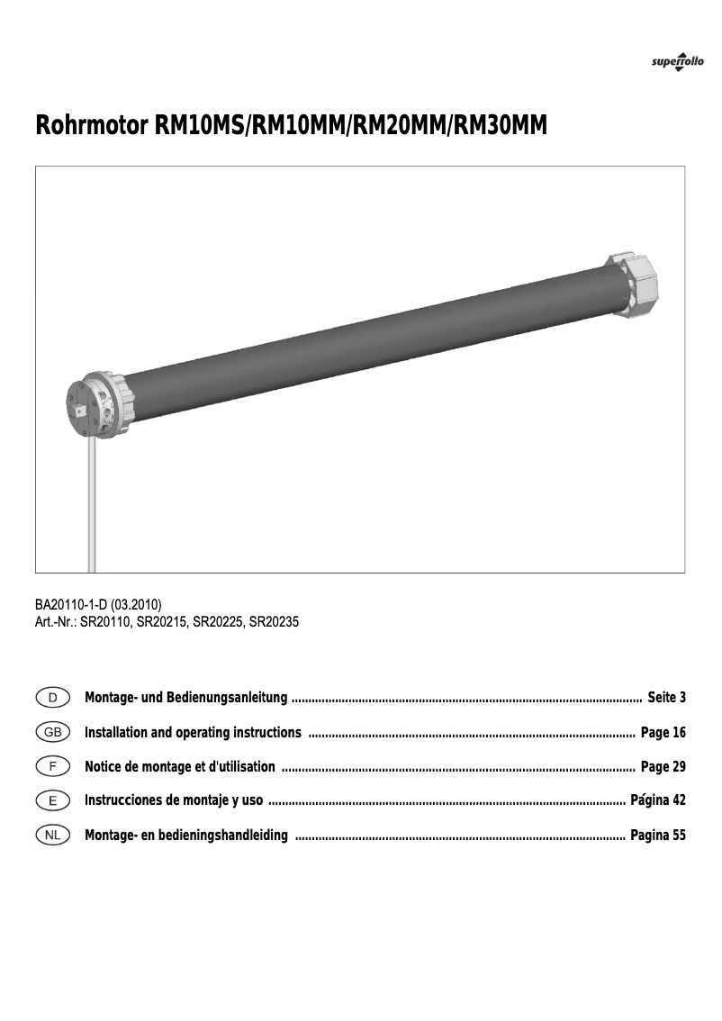 Página 1 del manual Manual de usuario Superrollo RM10MS