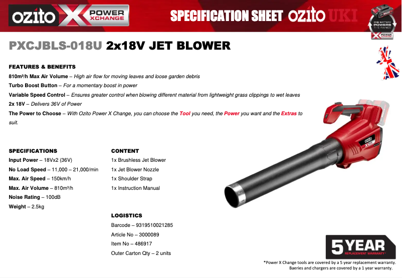 Image de la première page du manuel de l'appareil PXCJBLS-018U