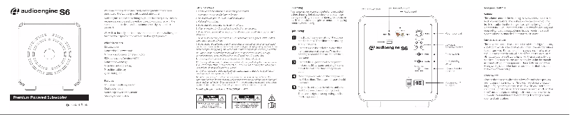 Page 1 de la notice Manuel utilisateur Audioengine S6